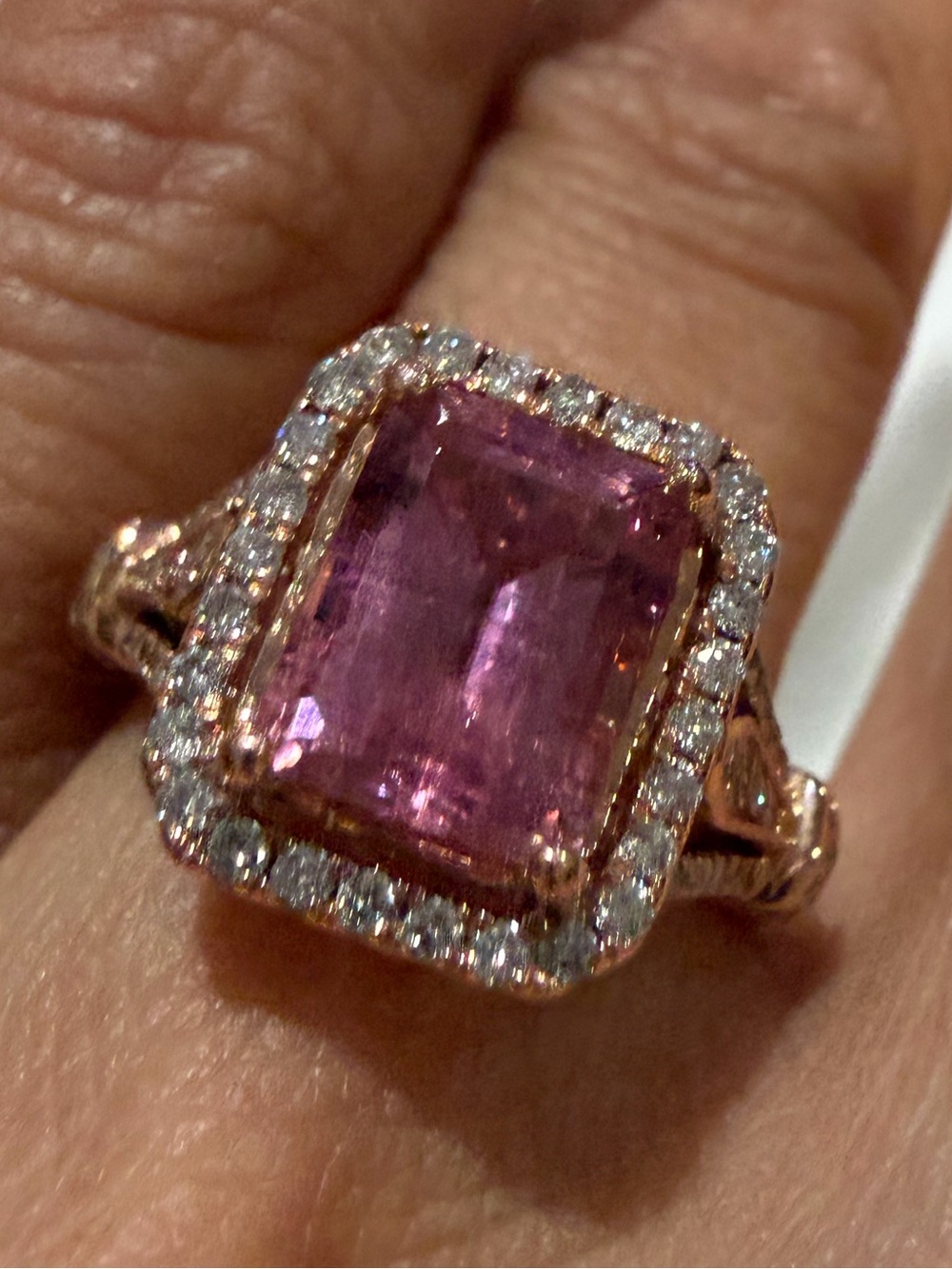 $7218 Natural 2.11 CT Pink Tourmaline & Diamond Ring | 14K Rose Gold
